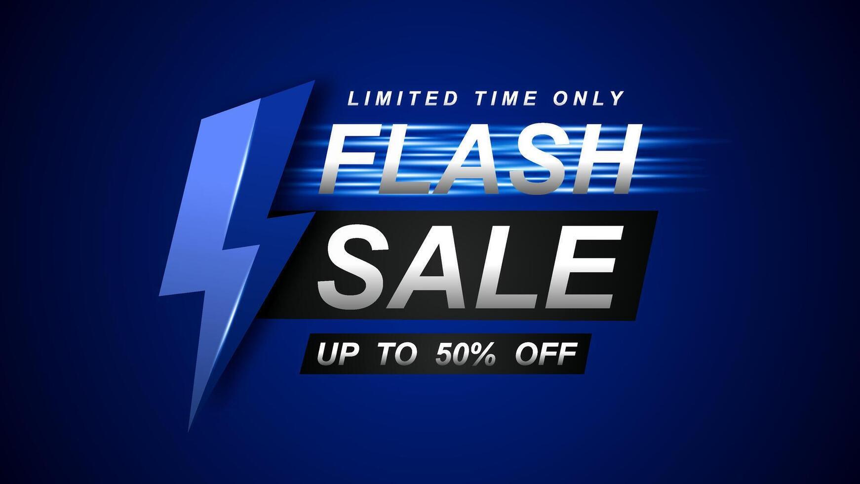 Flash sale promotional label template, special offer banner with thunder for business. Creative concept of discount and shopping. vector