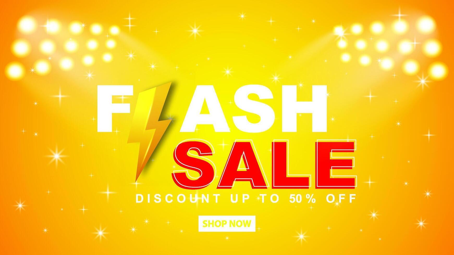Flash sale banner template design. Special offer poster. Flash sale typography with thunder icon on background. vector