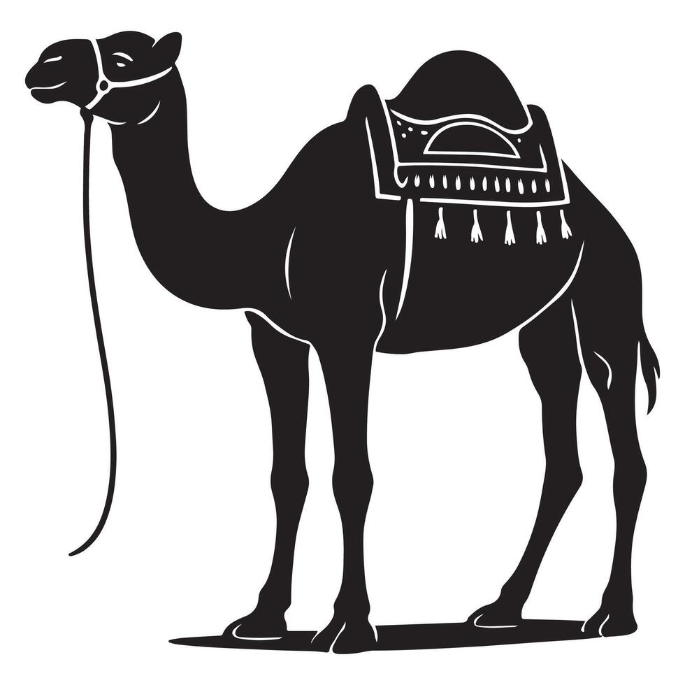 Silhouette of a Camel with Saddle vector