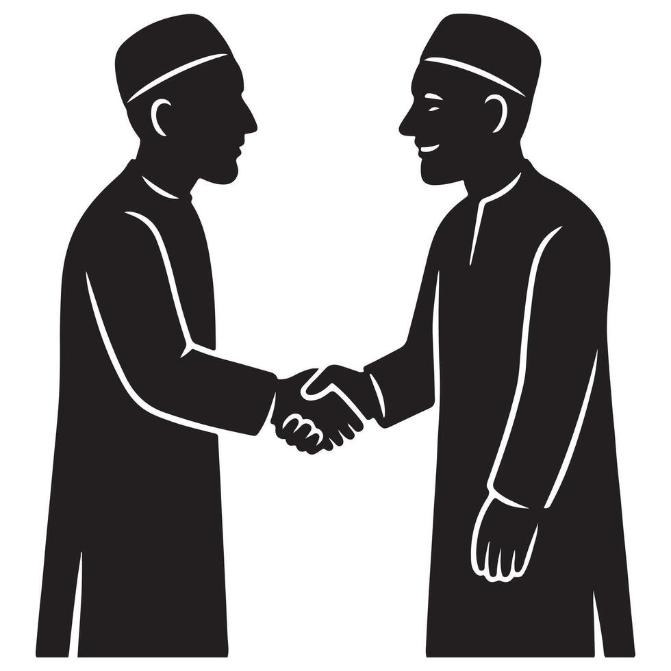 Muslim Men Handshake Symbol of Agreement and Collaboration vector