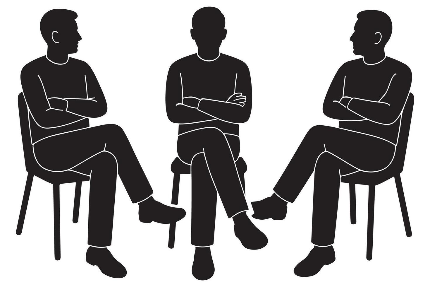 Silhouette of a man seated with one leg crossed over the other and arms resting casually vector