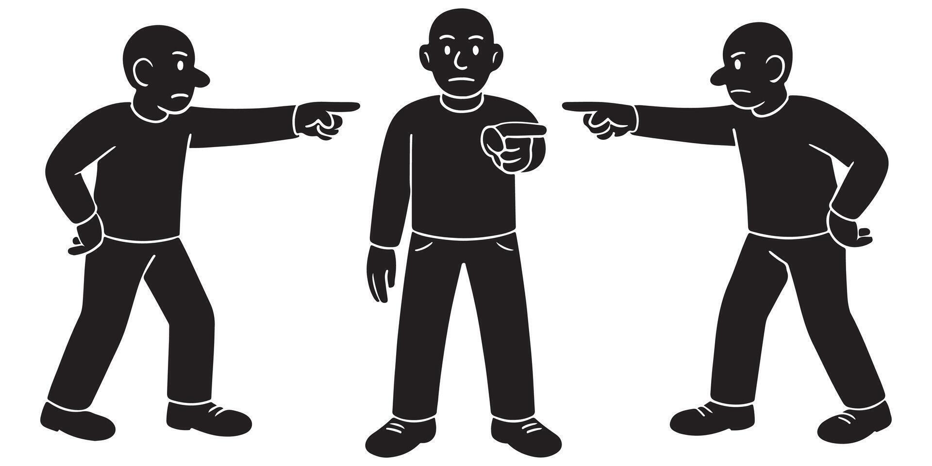Silhouette of a man extending one hand sideways with fingers pointed, giving a command vector
