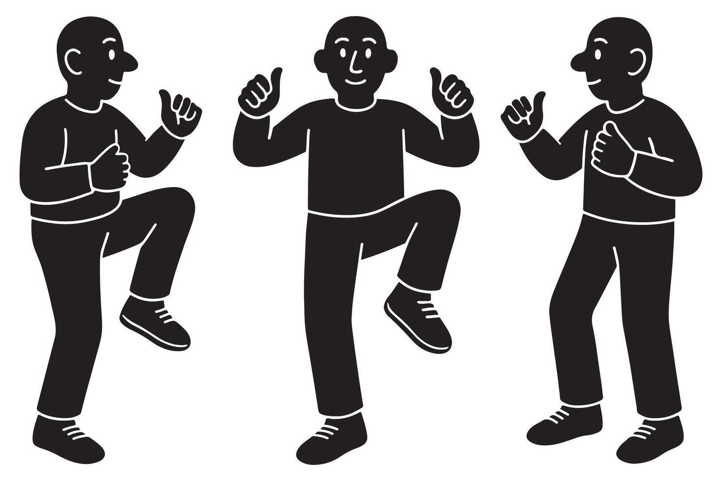 Silhouette of a man standing on one leg with the other knee raised, like a martial arts pose vector