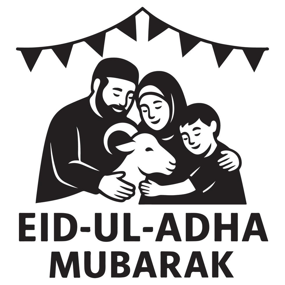 Eid al-Adha Mubarak Family Celebration vector