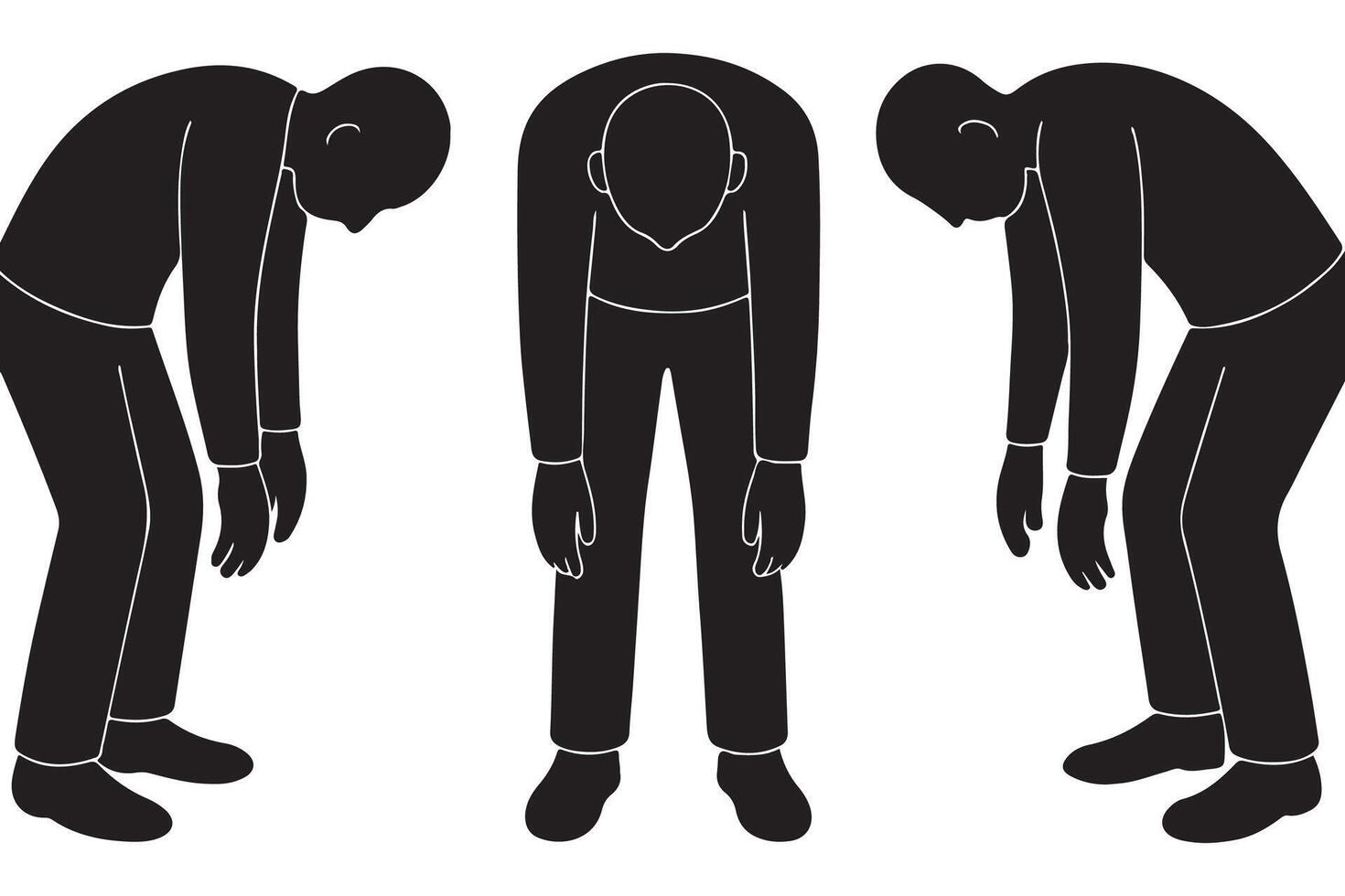 Depression illustration with sad figures, mental health concept, silhouette of people with anxiety issues vector