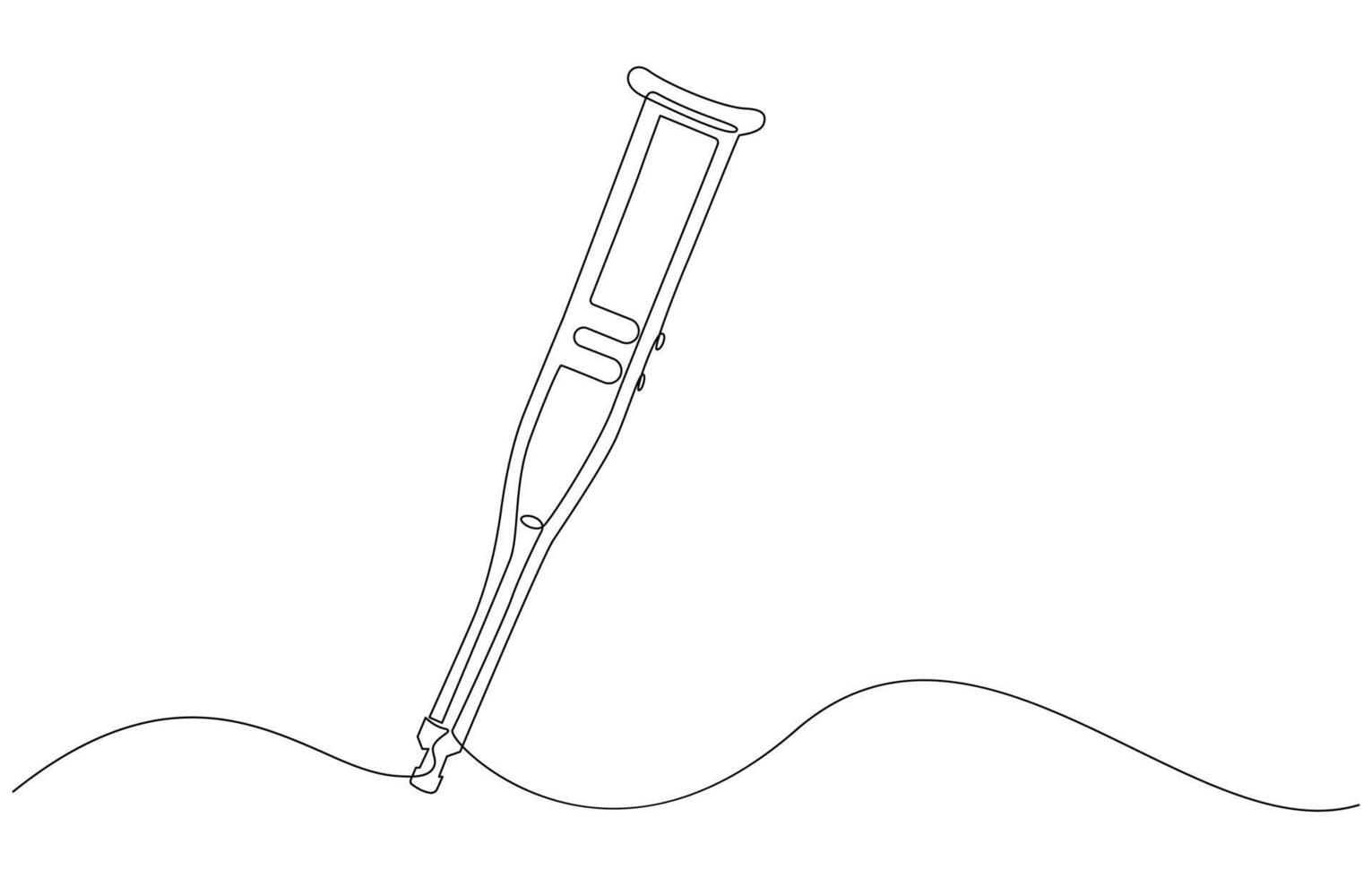 one line drawing crutches for support of injured and elderly people. Medical equipment concept, Continuous one single line drawing of modern elbow crutch vector