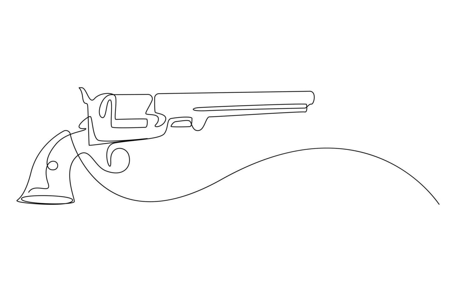 Revolver continuous one line art vector