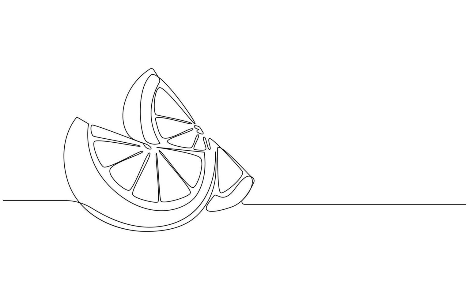 Orange Fruit Slice with Leaf - Minimalist Line Art vector