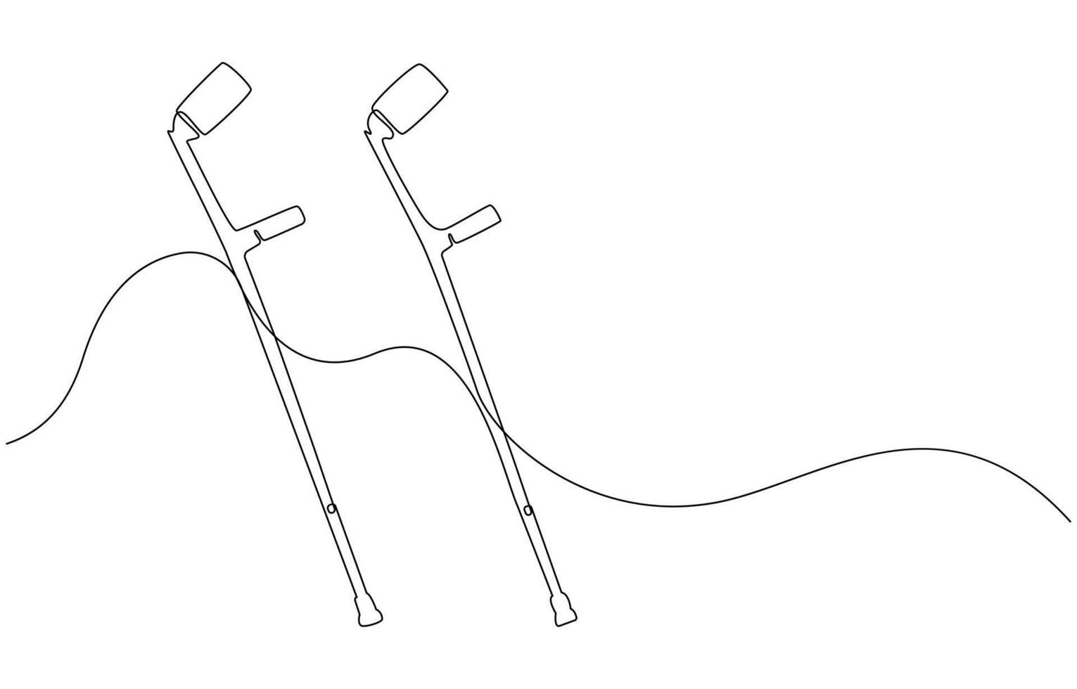 Medical equipment concept, Continuous one single line drawing of modern elbow crutch vector