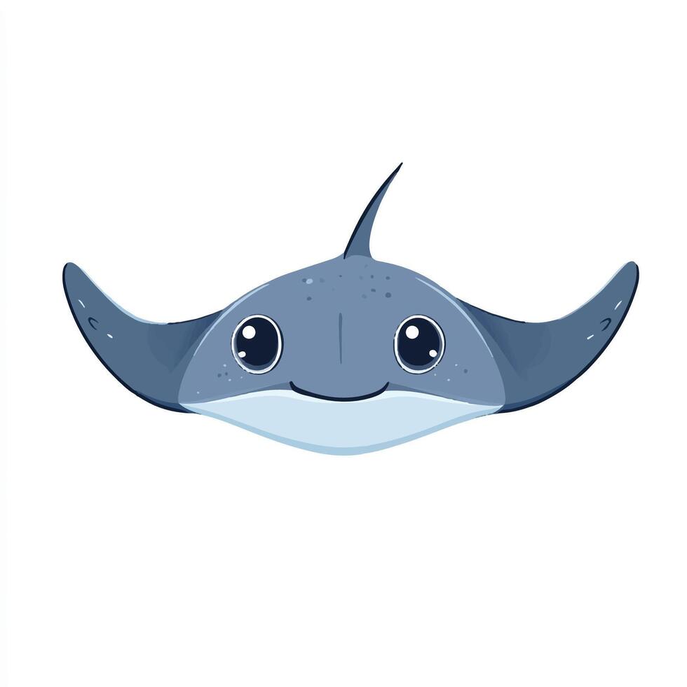 A cartoon sting ray with big eyes and a smile vector