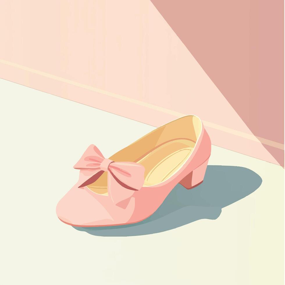 A pink shoe with a bow on the front vector