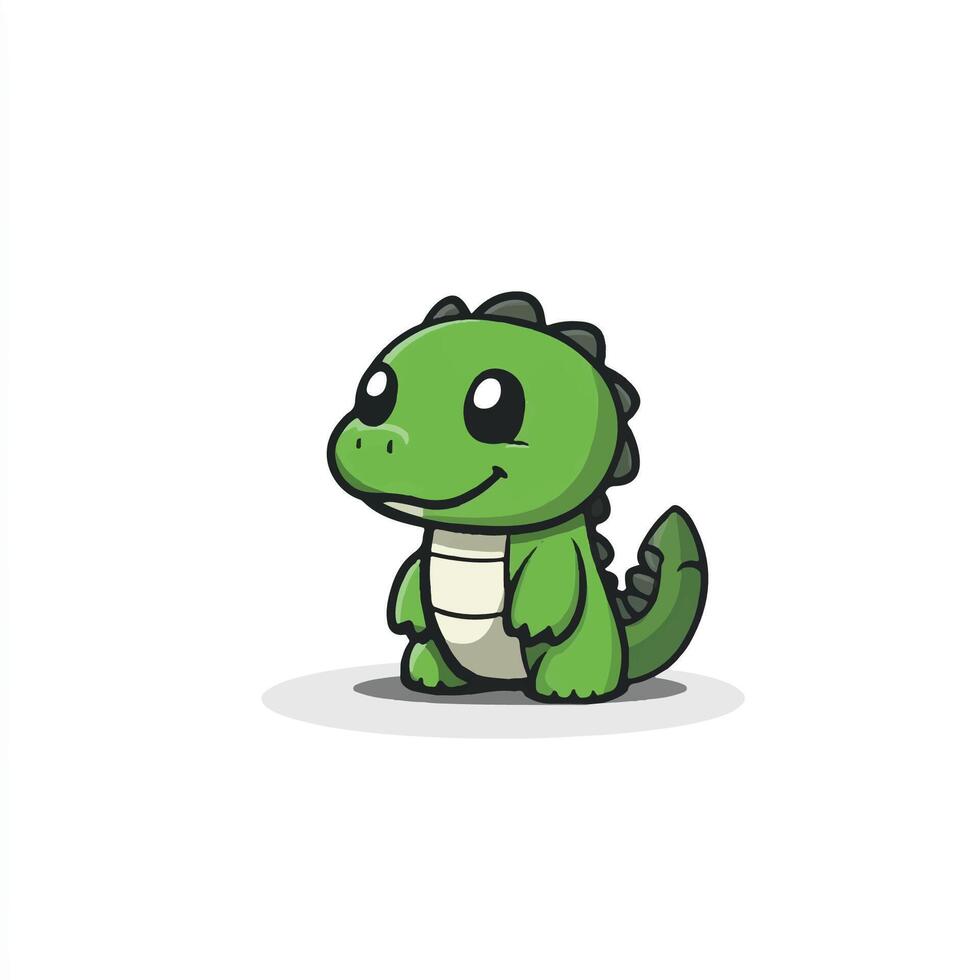 A cartoon green lizard sitting down vector