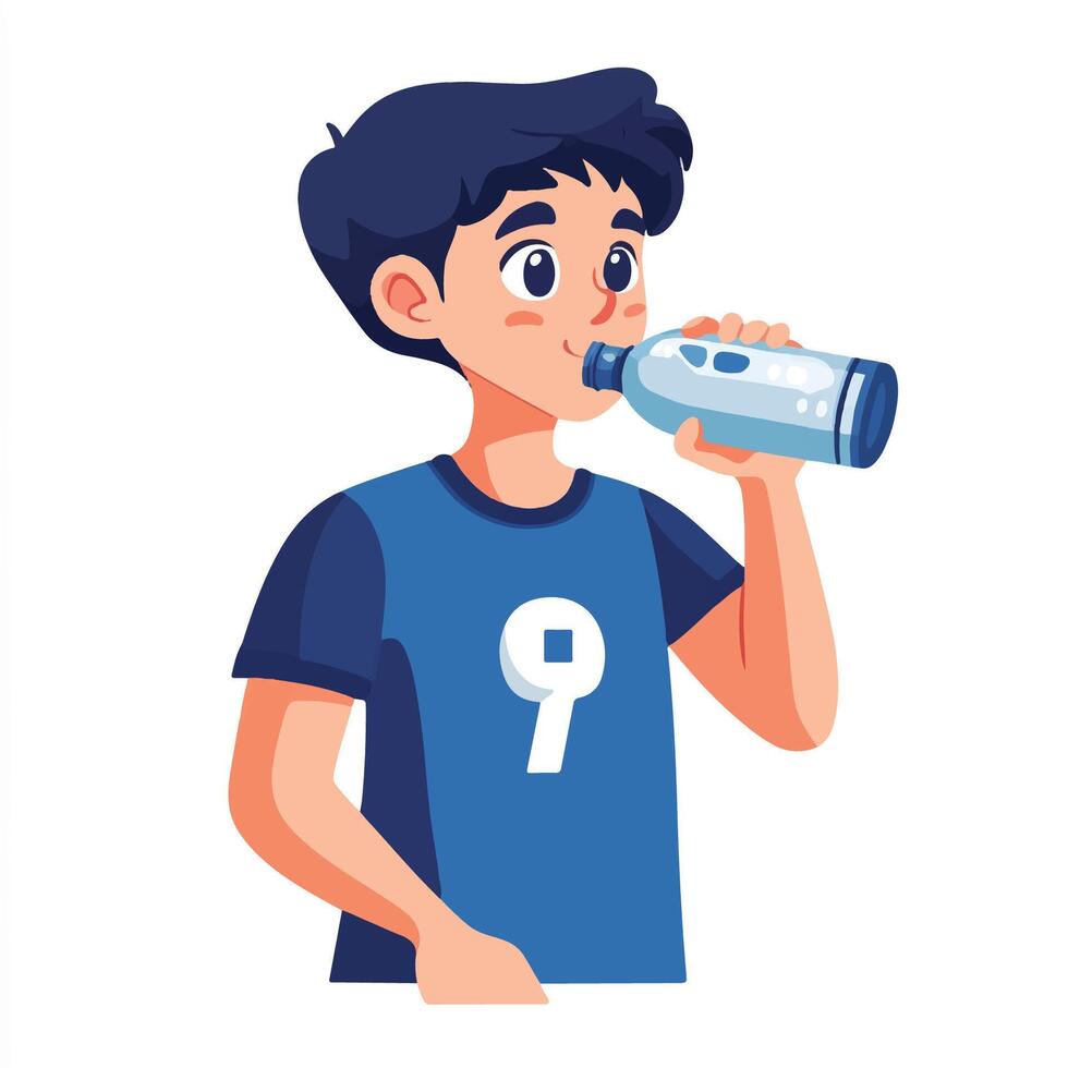 A man drinking water from a bottle vector