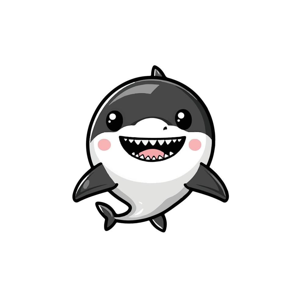 cartoon shark with a smile on its face vector