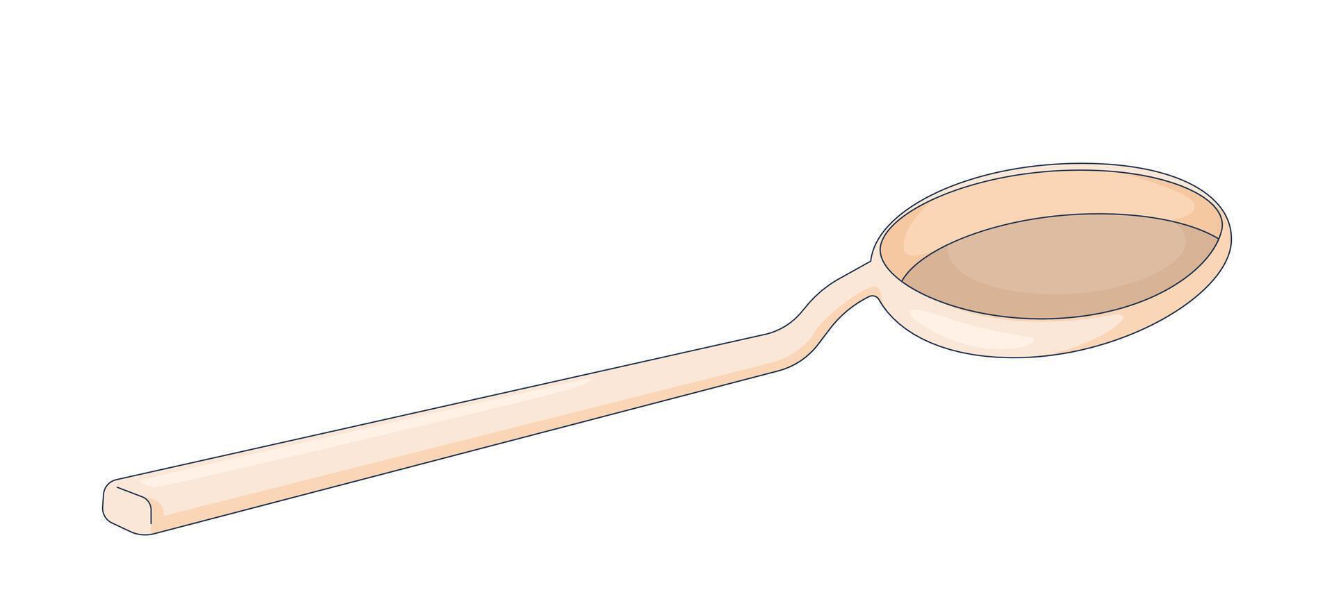 Cooking spoon tablespoon 2D cartoon object. Kitchenware utensil. Food preparation. Tableware dishware. Culinary and kitchen tool isolated element flat clip art on white. Spot illustration vector
