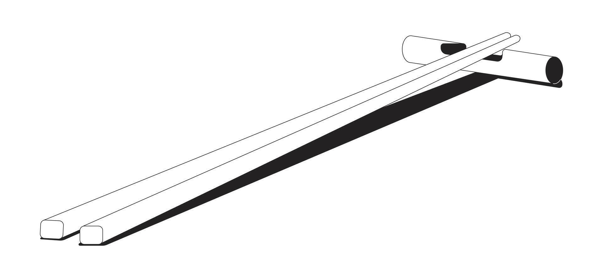 Pair of bamboo chopsticks on rest 2D line object. Hashi. Asian utensil. Eating tool. Japanese cutlery. Chinese chop sticks isolated clipart ink outline item. Monochrome spot illustration vector