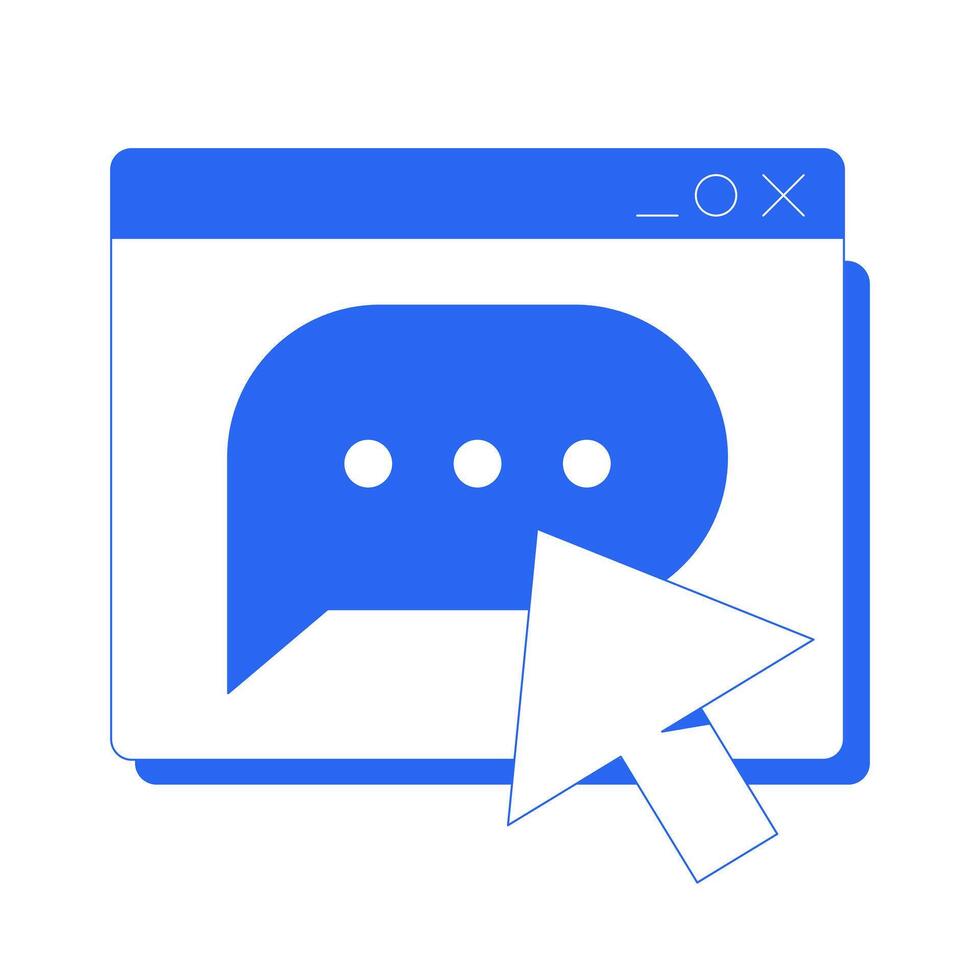 Online messaging line onboarding ui illustration. Chat browser window with cursor click. Customer support. Forum, remote communication outline 2D concept isolated. Ink linear metaphor art vector