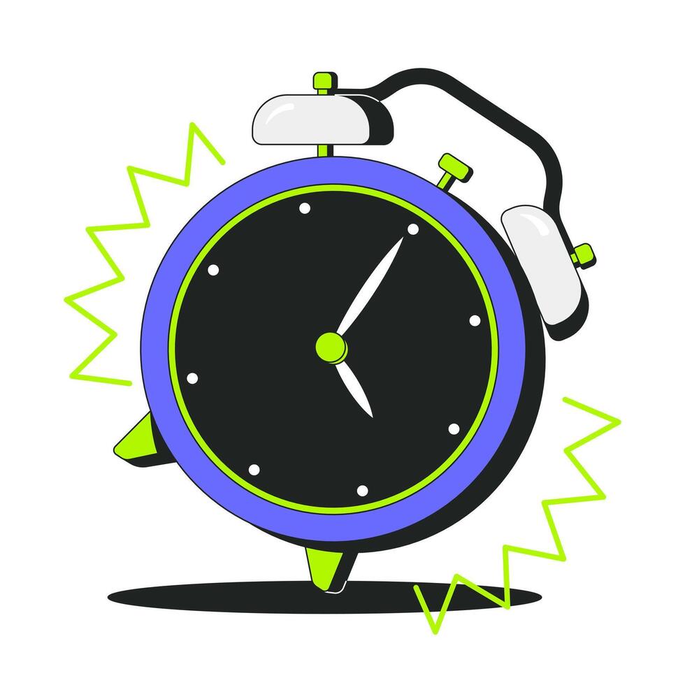 Ringing alarm clock 2D onboarding ui illustration. Time management. Urgency, reminder, scheduling. Hurry alarmclock. Wake up cartoon concept isolated on white. Flat abstract metaphor vector