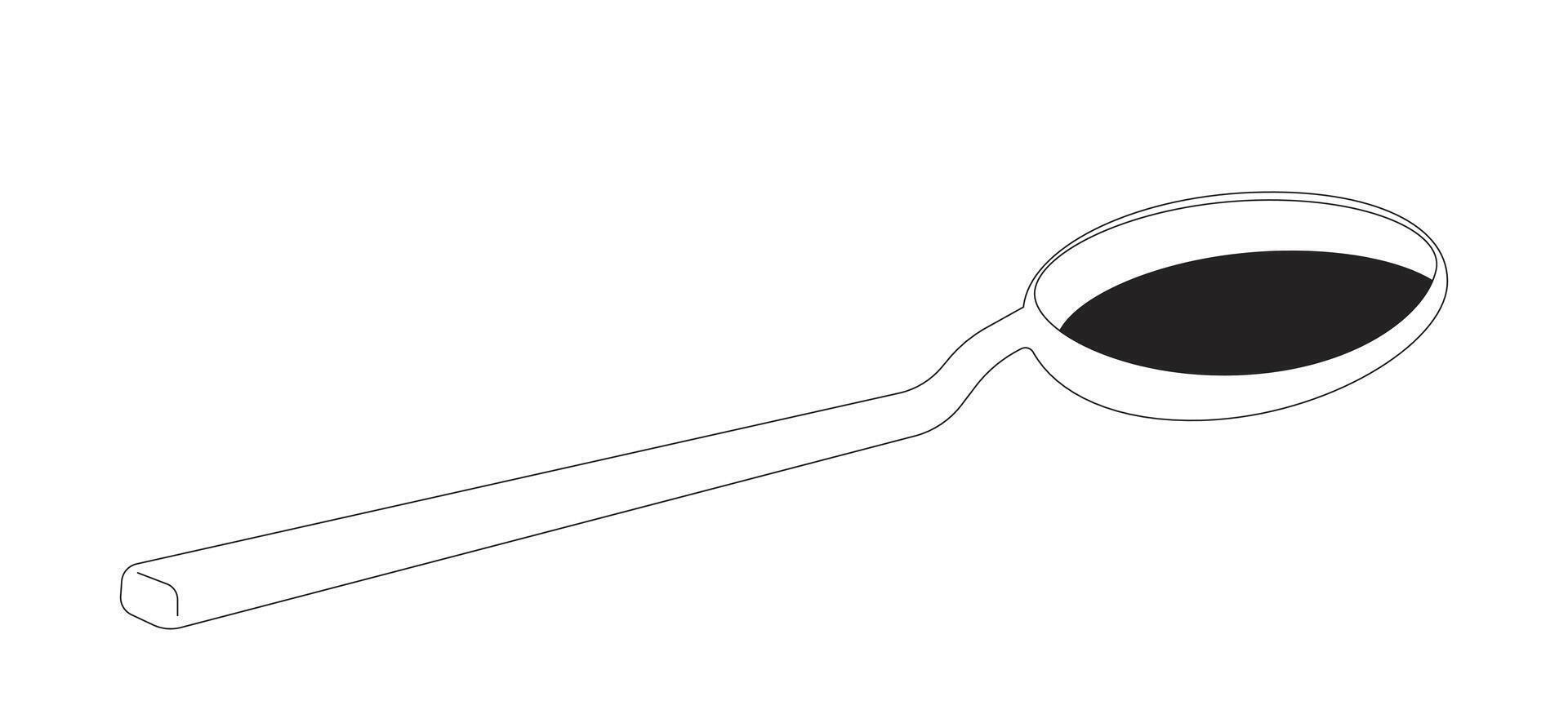Cooking spoon tablespoon 2D line object. Kitchenware utensil. Food preparation. Tableware dishware. Culinary and kitchen tool isolated clipart ink outline item. Monochrome spot illustration vector