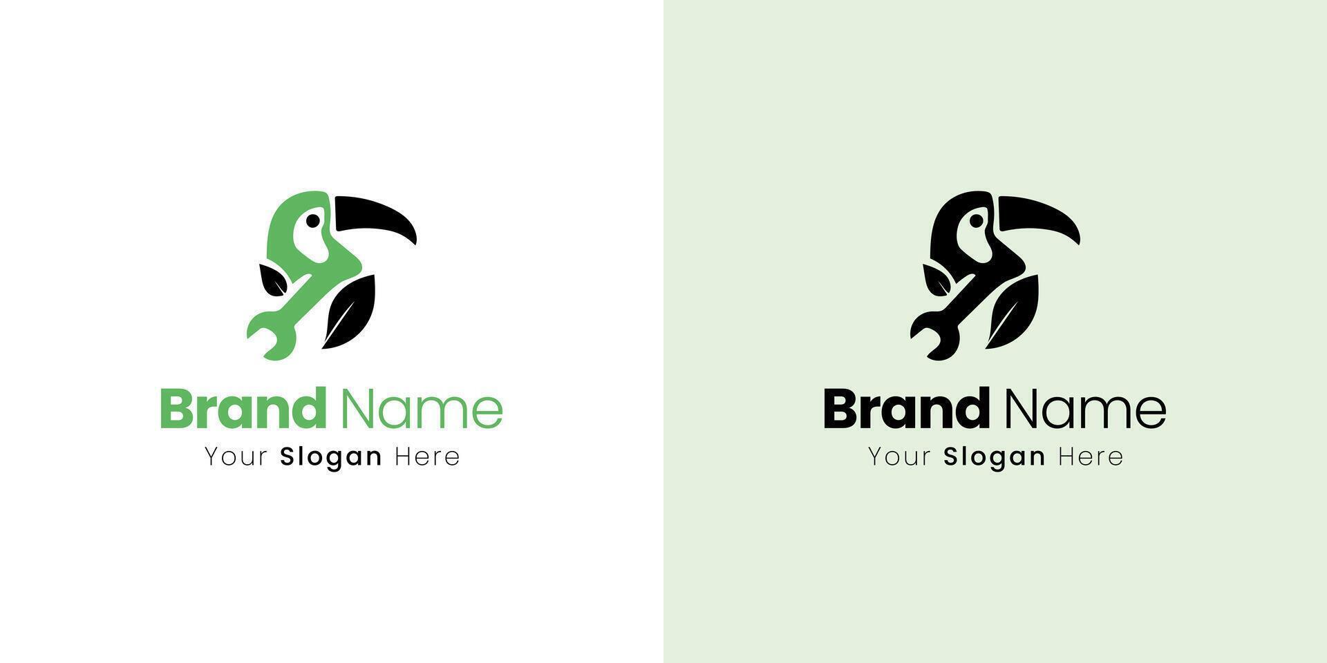 Modern Toucan Bird Wrench Tool Logo Design For Brand Identity Solution Ideas vector