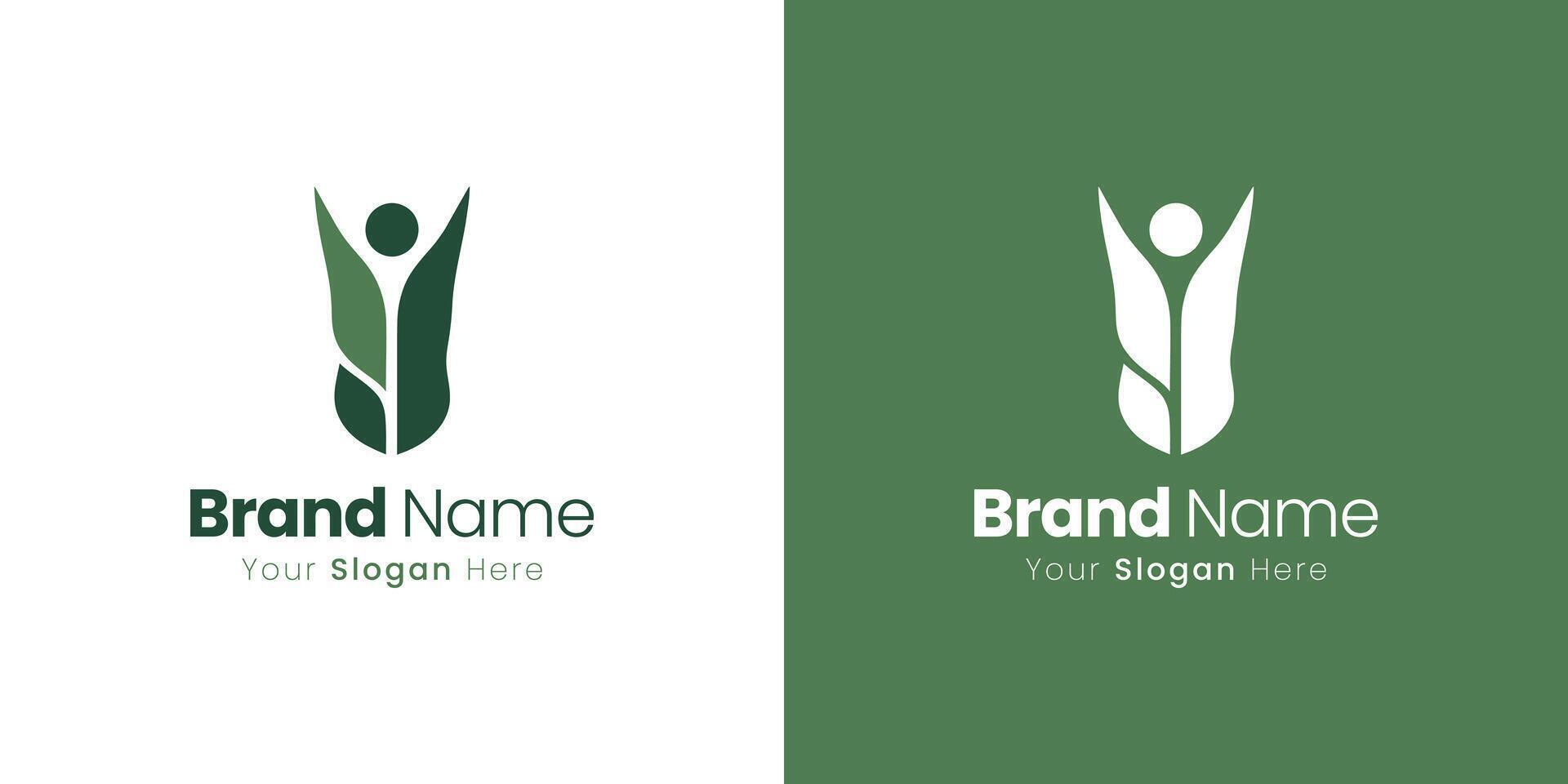 Nature Inspired Logo Design with Abstract Human Figure for Brand Identity and Growth vector