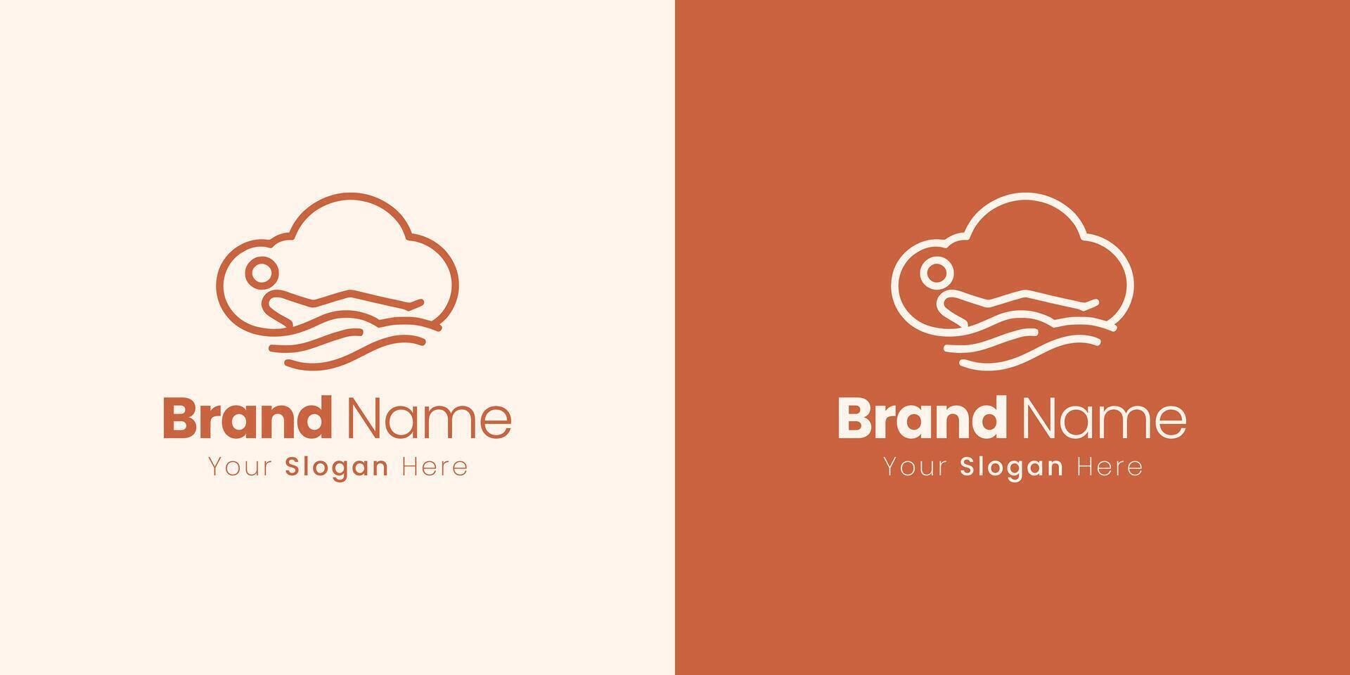 Unique Minimalist Logo Design Featuring Cloud Icon and Wave Graphic for Visual Appeal vector