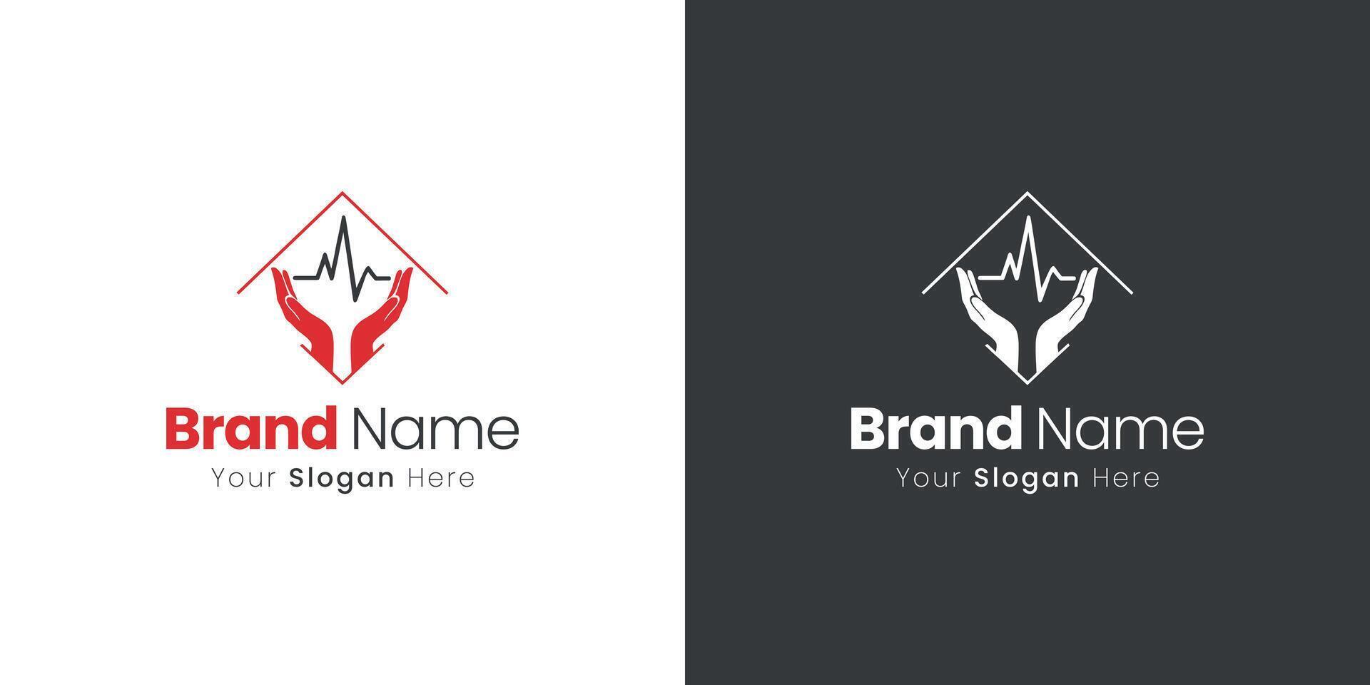 Creative Hands with Pulse Wave Logo Design Concept Idea for Brand Identity vector