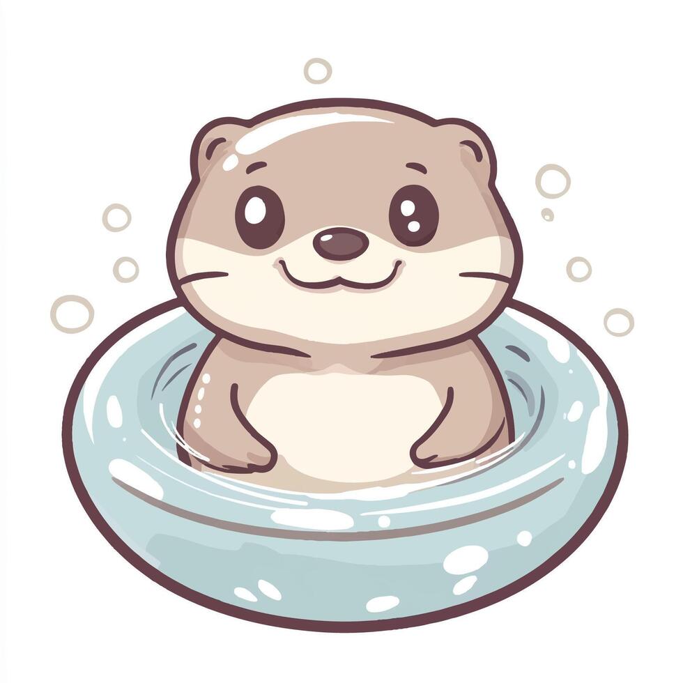 A cartoon otter sitting in a pool vector