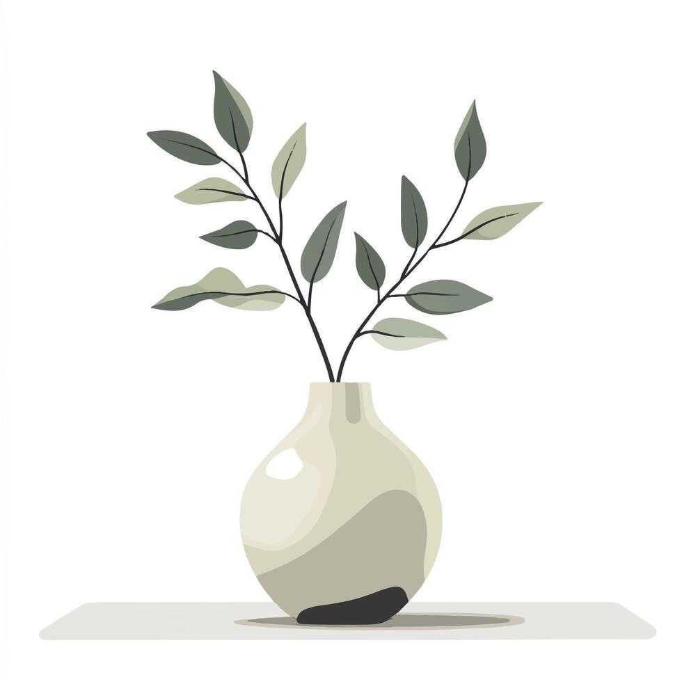 A vase with a plant in it on a table vector