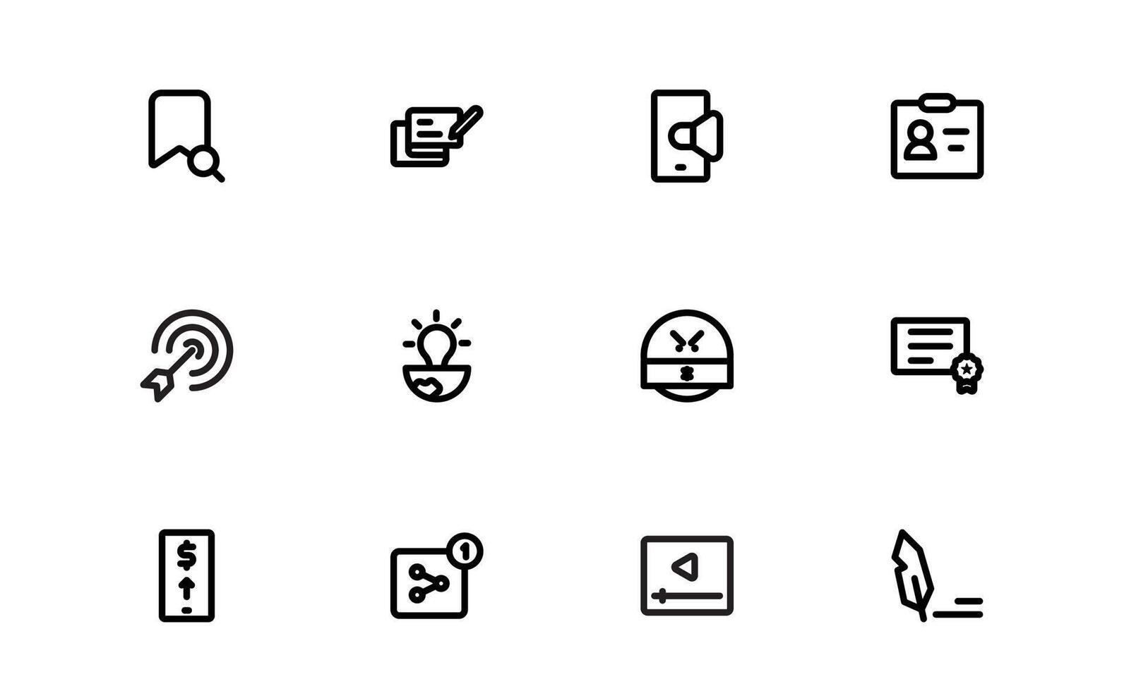Creative Blogging Icons pack collection. Outline and Filled Designs for Blogs, Websites, and Social Media Content vector