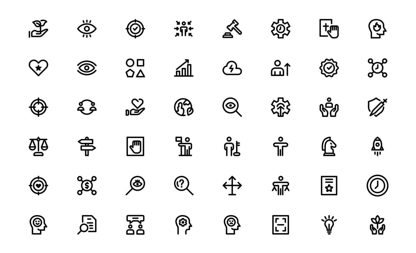 Core Values Icons bundle collection. Professional Line Art for Integrity, Collaboration, Innovation, and Corporate Branding vector