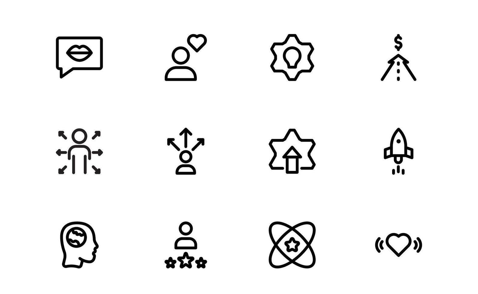 Core Values Icon bundle set. Professional Line Art for Integrity, Collaboration, Innovation, and Corporate Branding vector