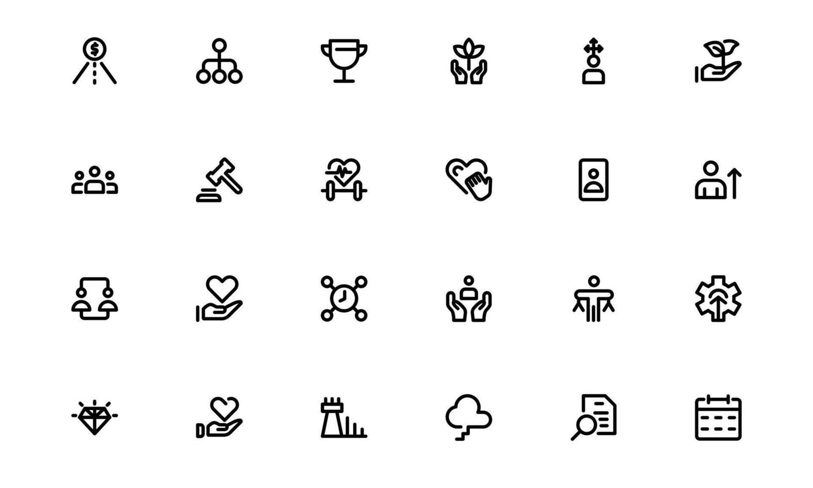 Core Values Icons bundle Package. Professional Line Art for Integrity, Collaboration, Innovation, and Corporate Branding vector