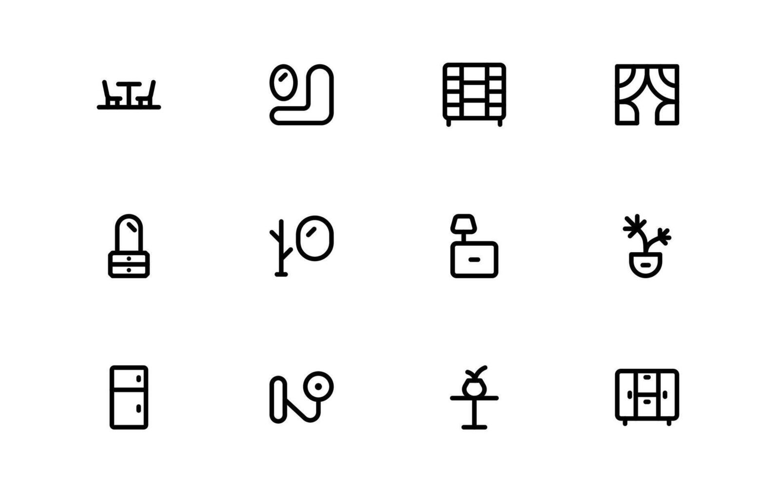 Premium Furniture Icons set collection for Interior Designers. Scalable Graphics for Modern, Classic, and Minimalist Furniture vector