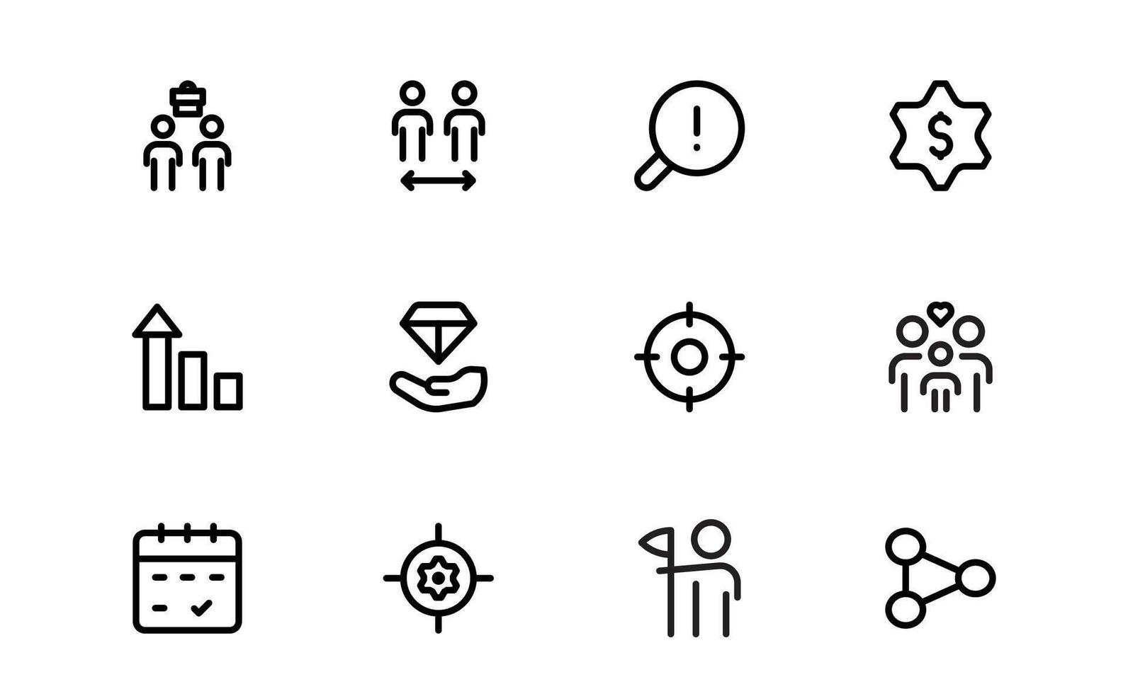 Core Values Icon set. Professional Line Art for Integrity, Collaboration, Innovation, and Corporate Branding vector