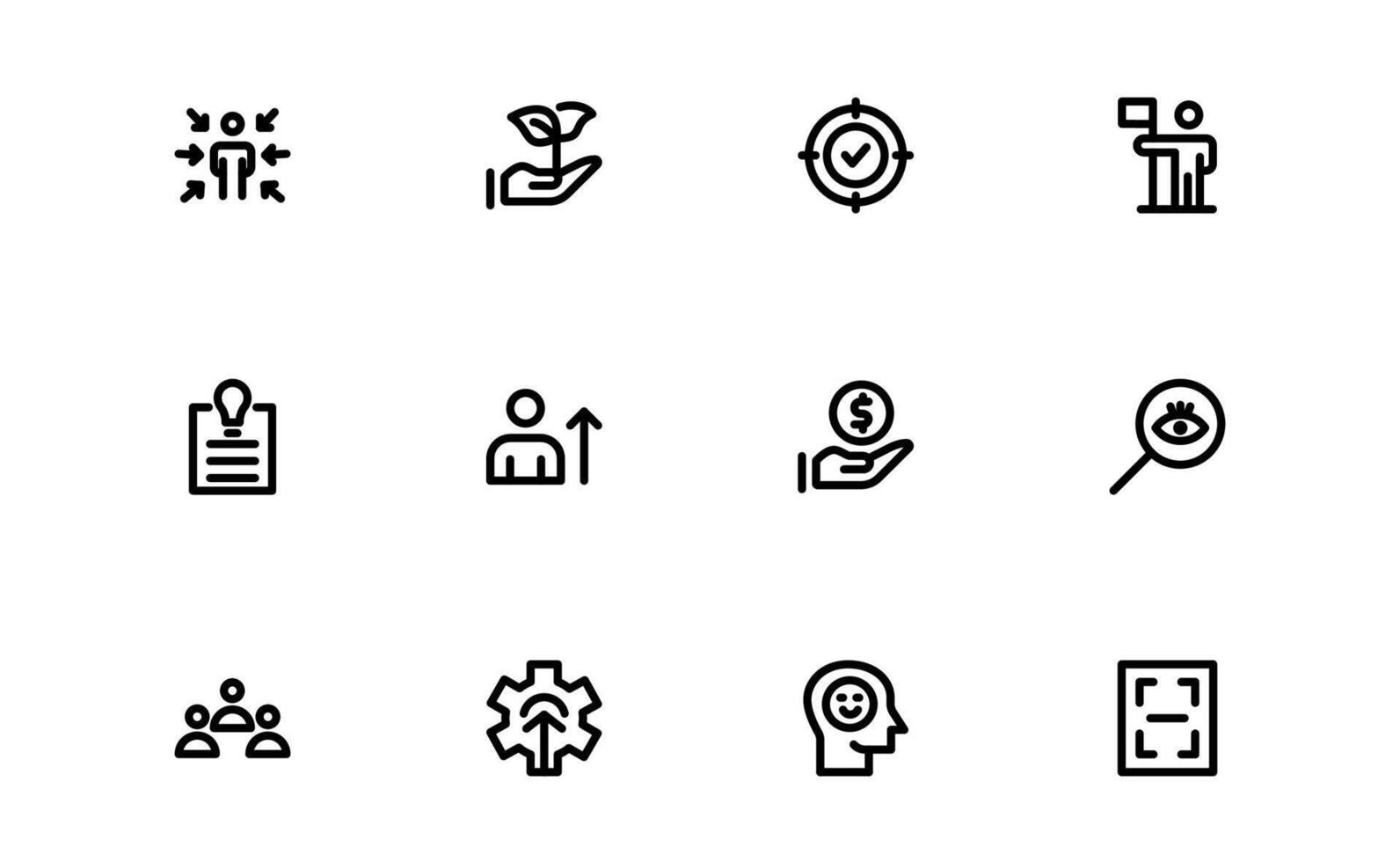 Core Values Icons set. Professional Line Art for Integrity, Collaboration, Innovation, and Corporate Branding vector