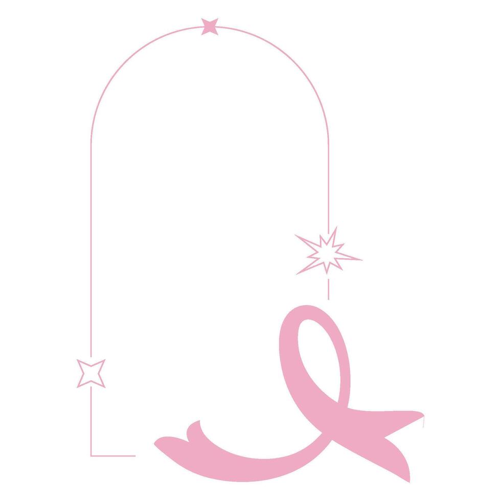 breast cancer pink illustration frame lineal vector