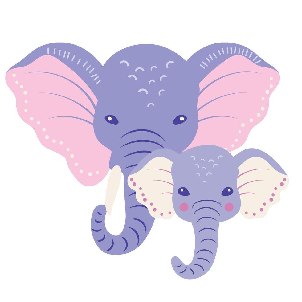elephant family flat icon vector