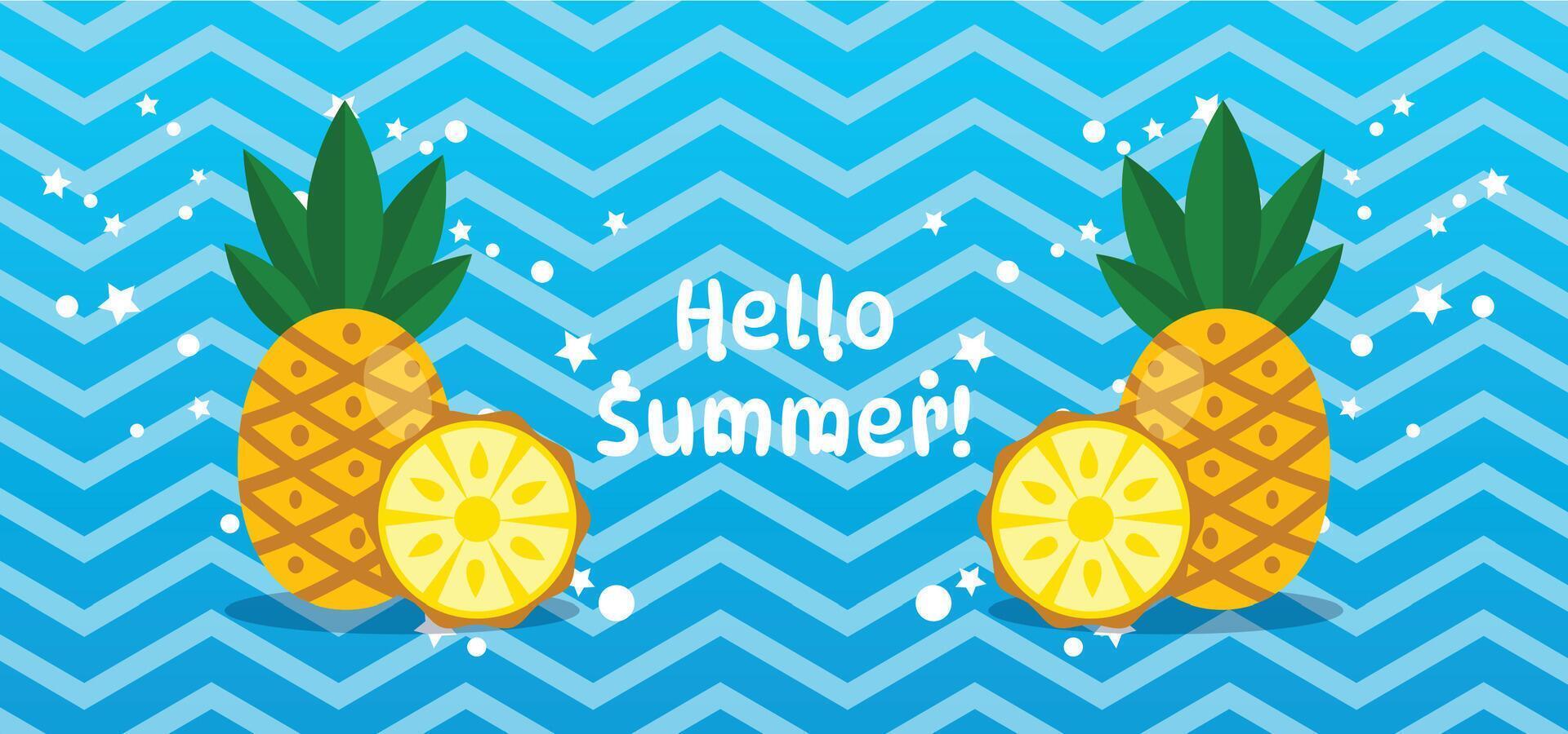 pineapples summer backdrop vector