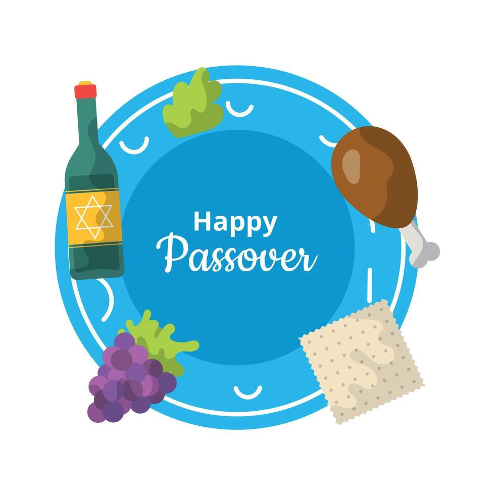 Happy Passover Jewish holiday plate vector