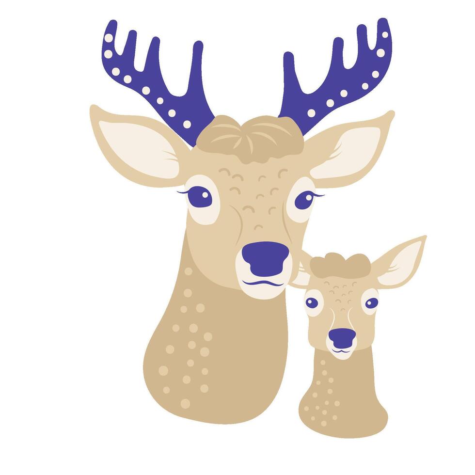 deer family flat icon vector