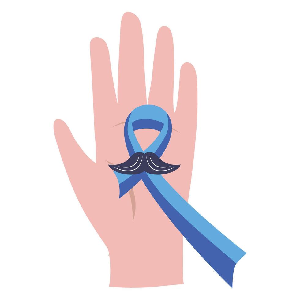 movember cartoon illustration hand with ribbon vector