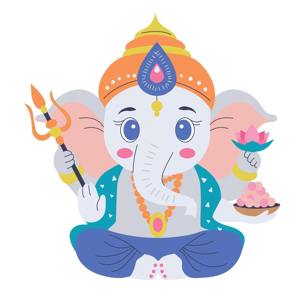 Indian god Ganesh isolated illustration vector