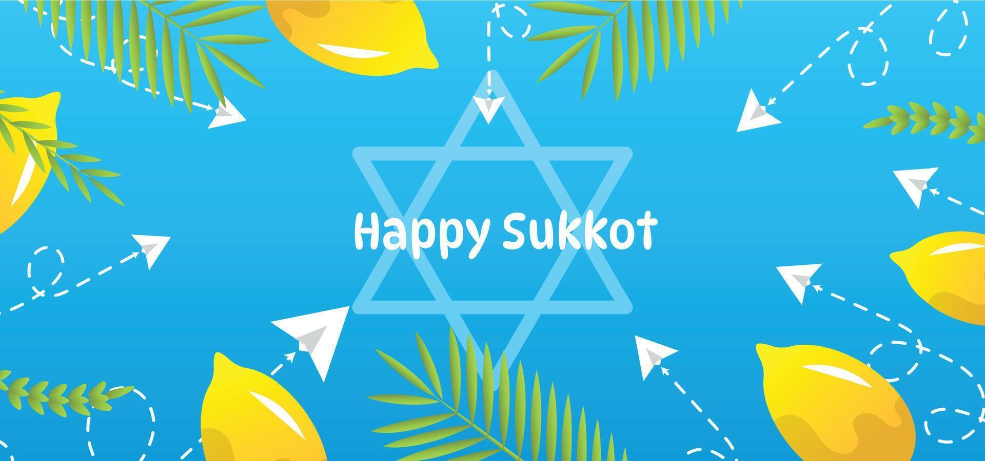 happy sukkot cartoon border vector