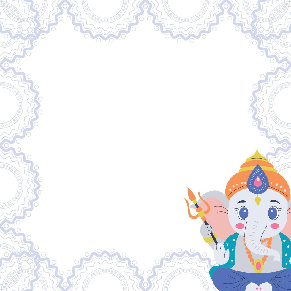 Indian god Ganesh border vector