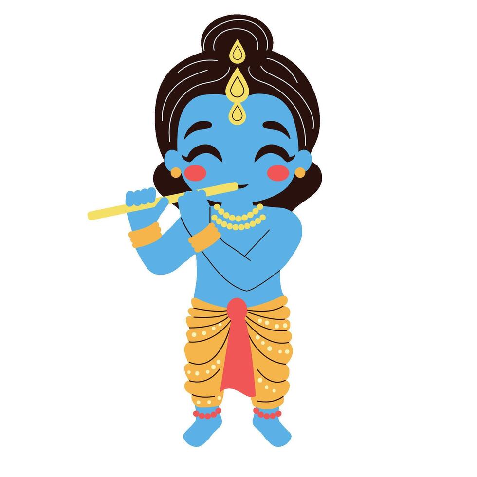 krishnas illustraiton on white vector