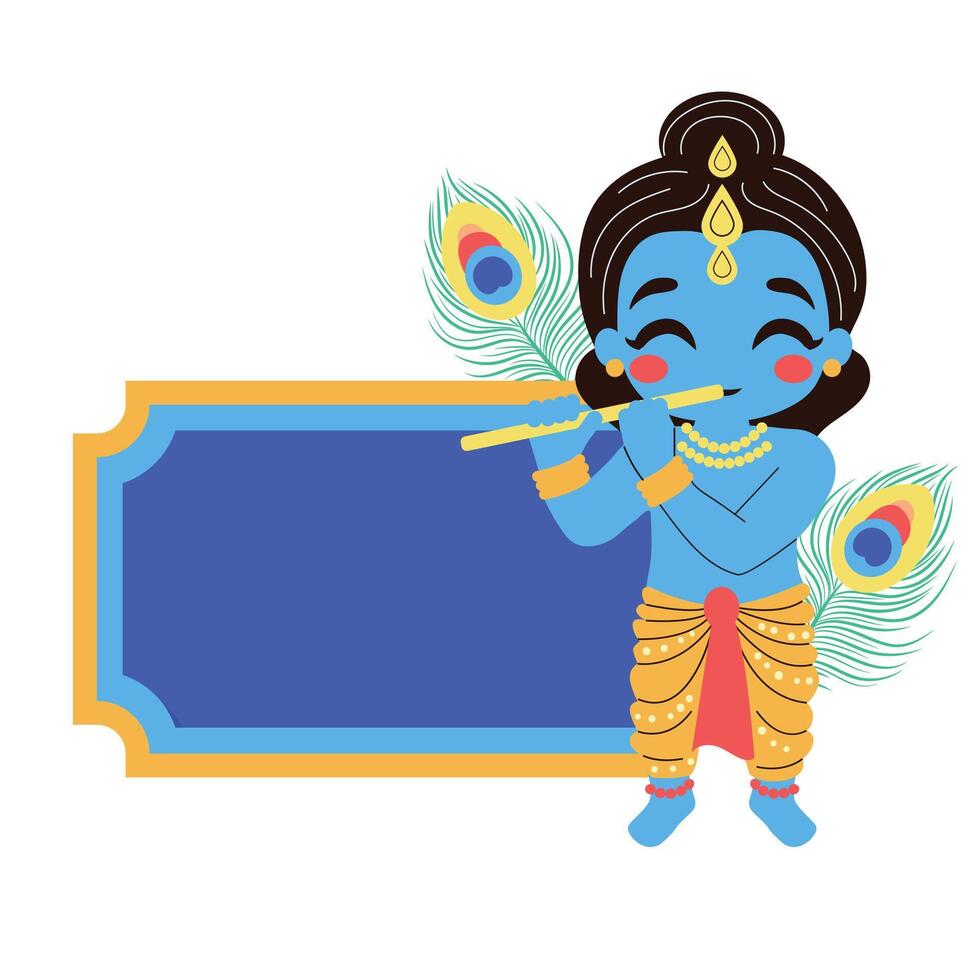 krishna cartoon illustraiton frame vector