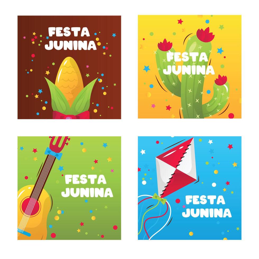 festa junina square templates vector