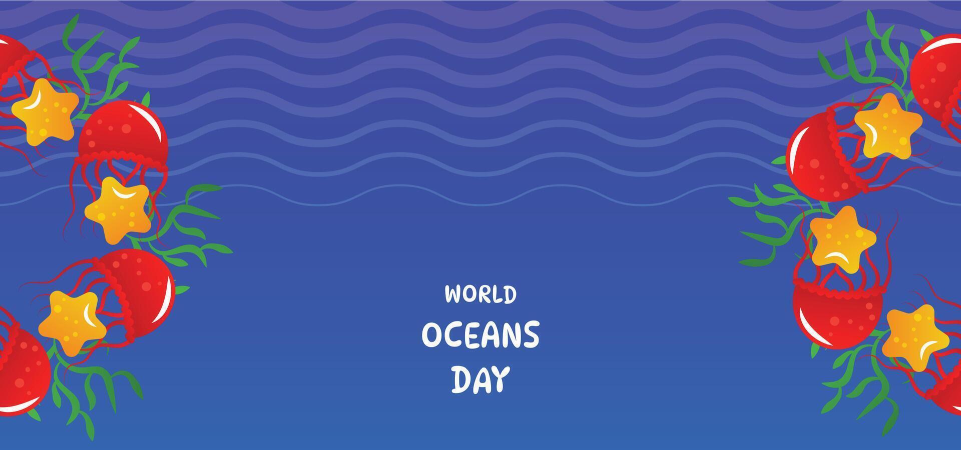 world ocean day cartoon backdrop vector