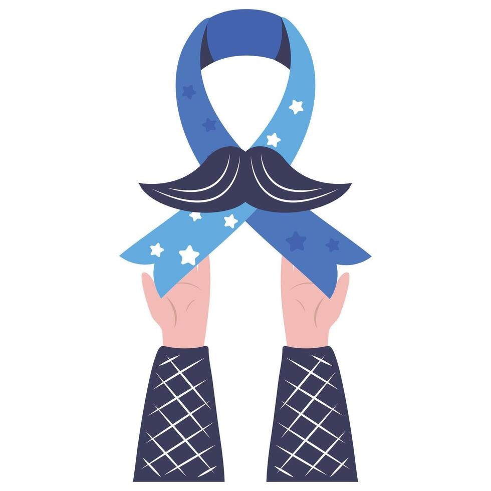movember hands with ribbon vector